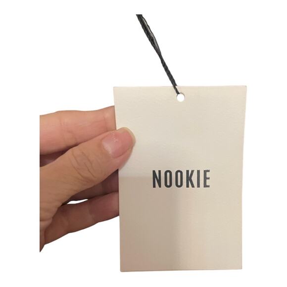 Nookie Adorn Midi Dress Mesh Panel Beaded Crystal Embellished Black Size XL - Picture 9 of 15